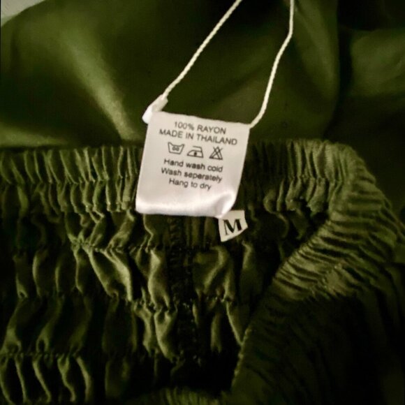 Boho Pants Green Smocked Waist Harem Pants With Pockets Women's Medium NEW NWT - Picture 6 of 7